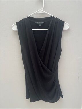 41 Hawthorn Black Sleeveless Faux Wrap Top